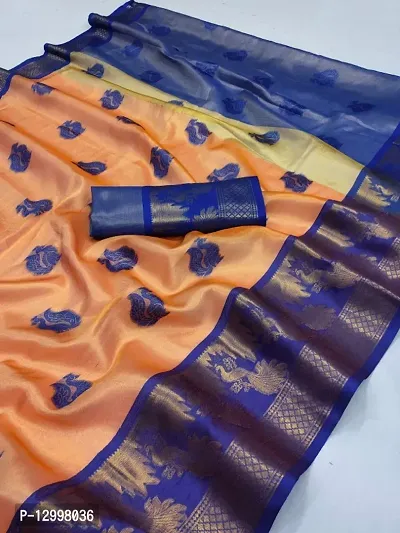 Tranoli Banarasi Tissue Silk Zari Woven Sarees with Blouse Piece