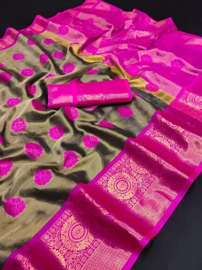 Tranoli Banarasi Tissue Silk Zari Woven Sarees with Blouse Piece