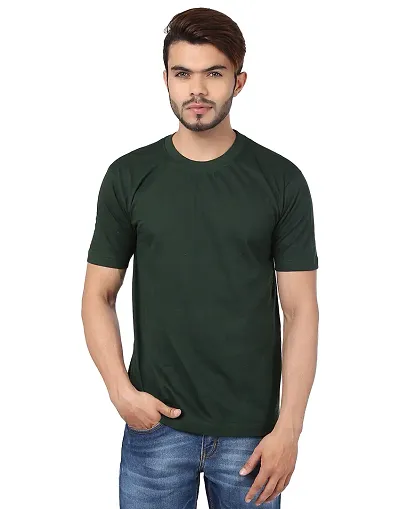 Men's Solid Cotton Round Neck T-Shirts