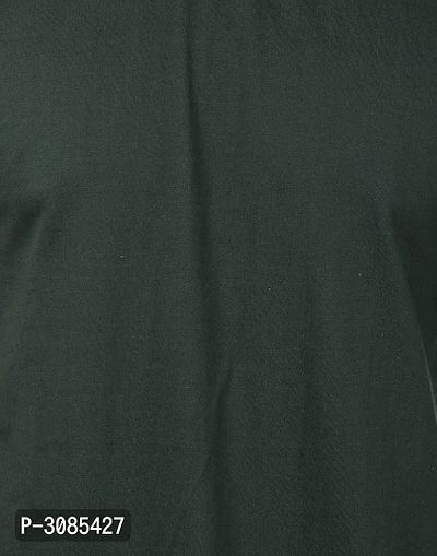 Men's Green Cotton Solid Round Neck Tees-thumb4