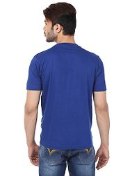 Men's Blue Cotton Solid Round Neck Tees-thumb2