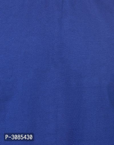 Men's Blue Cotton Solid Round Neck Tees-thumb4