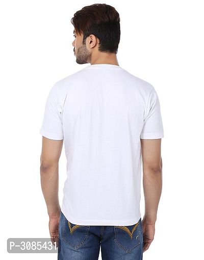 Men's White Cotton Solid Round Neck Tees-thumb3