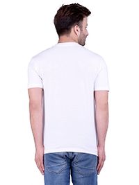 Men's White Polycotton Solid V Neck Tees-thumb3