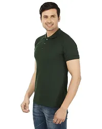 Men's Green Cotton Solid Polos-thumb1