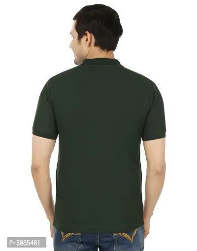 Men's Green Cotton Solid Polos-thumb3