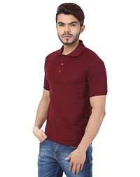 Men's Maroon Cotton Solid Polos-thumb1