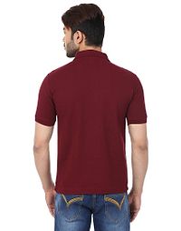 Men's Maroon Cotton Solid Polos-thumb2