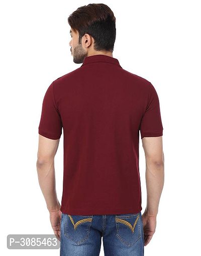 Men's Maroon Cotton Solid Polos-thumb3