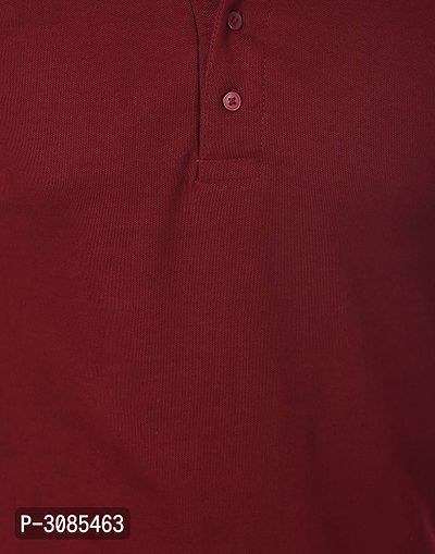 Men's Maroon Cotton Solid Polos-thumb4