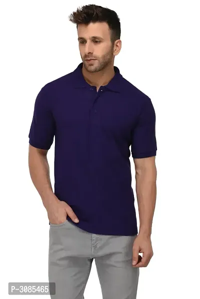 Men's Purple Cotton Solid Polos-thumb0