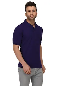 Men's Purple Cotton Solid Polos-thumb1