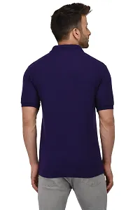 Men's Purple Cotton Solid Polos-thumb2