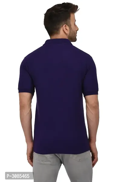 Men's Purple Cotton Solid Polos-thumb3