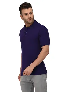 Men's Purple Cotton Solid Polos-thumb3