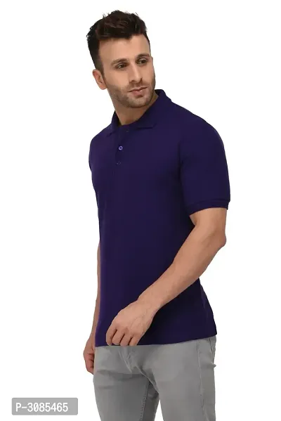 Men's Purple Cotton Solid Polos-thumb4