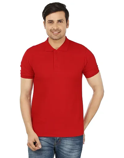 Cotton Blend Solid Polo Tees for Men