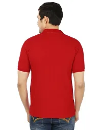 Men's Red Cotton Solid Polos-thumb2
