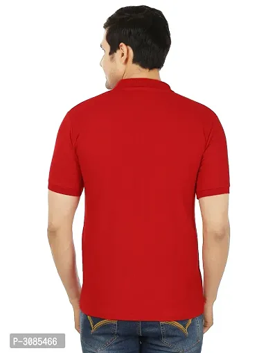 Men's Red Cotton Solid Polos-thumb3