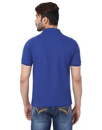 Men's Blue Cotton Solid Polos-thumb2