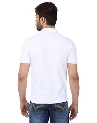 Men's White Cotton Solid Polos-thumb2