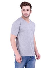 Men's Multicoloured Polycotton Solid V Neck Tees (Pack of 2)-thumb1