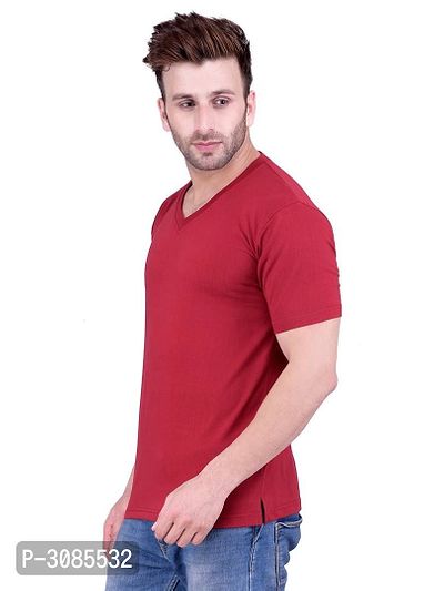 Men's Multicoloured Polycotton Solid V Neck Tees (Pack of 2)-thumb2