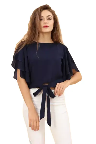 Elegant Georgette Solid Top For Women