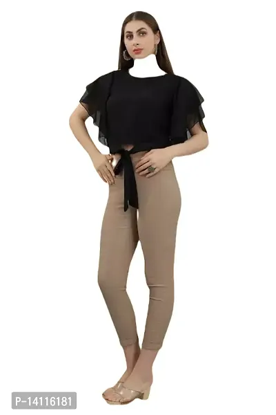 Elegant Black Georgette Solid Top For Women-thumb0