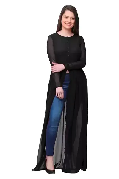 Stylish A-Line Solid Georgette Kurta