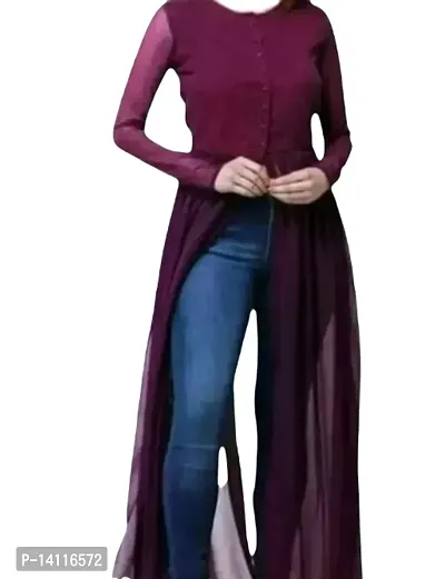 Stylish Purple Georgette Solid A-Line Dress For Women-thumb0