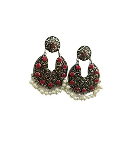 (JND)Jewels Danish Danglers earrings Afghani Tribal Oxidised Dangler Earrings for Girls and Women