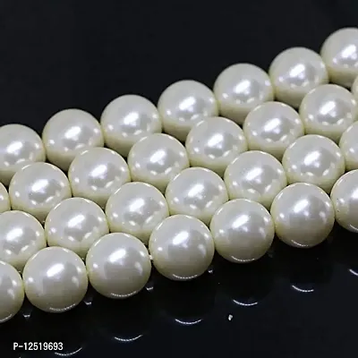 Made in India Beads :10mm Off White/Cream Glass Pearl Triple Quoted Round Beads Pack of 100 Beads
