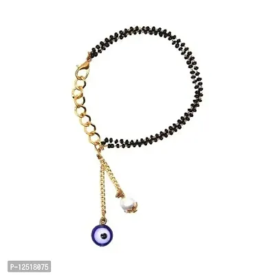 The Bling Stores Pearl and Evil Eye Mangalsutra Bracelet for Women with Adjustable Chain Fitting