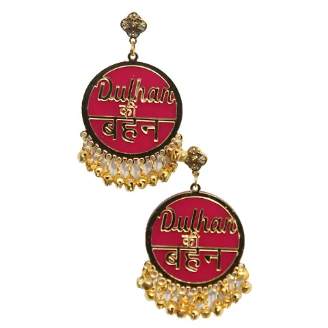 RN Collection Acrylic Dulhan Ki Bhan Earrings For Women Girls. (Pink Gold)