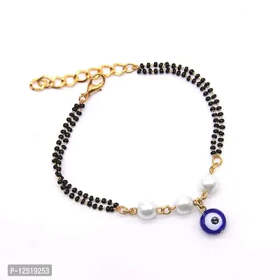 The Bling Stores White Pearl Mangalsutra Bracelet With Evil Eye For Women and Girls