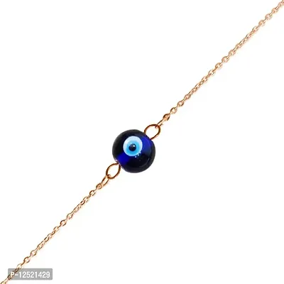 JND Evil Eye Single Bracelet 10mm Tumble Crystal Bracelet for Men & Women (Blue)
