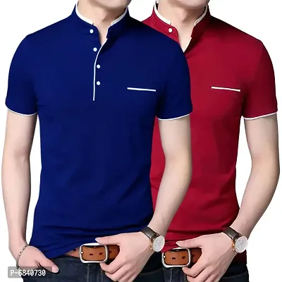 Stylish Solid Cotton T-Shirts For Men Pack Of 2