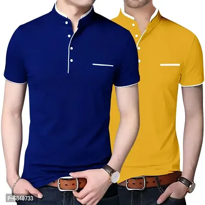 Stylish Solid Cotton T-Shirts For Men Pack Of 2-thumb0