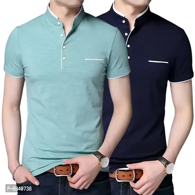 Stylish Solid Cotton T-Shirts For Men Pack Of 2