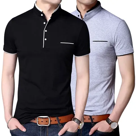 Stylish Solid T-Shirts For Men Pack Of 2