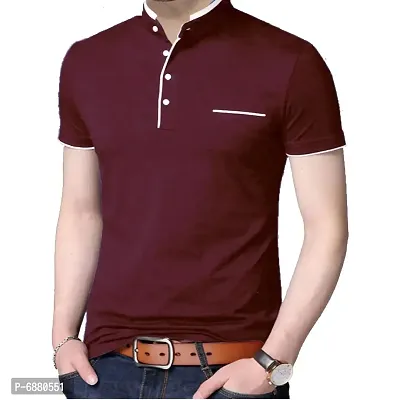Stylish Cotton Black And Maroon Solid Half Sleeves Henley Neck T-shirt For Men- Pack Of 2-thumb2