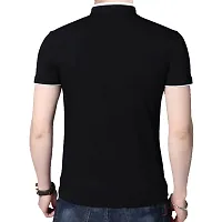 Stylish Cotton Black And Turquoise Solid Half Sleeves Henley Neck T-shirt For Men- Pack Of 2-thumb1