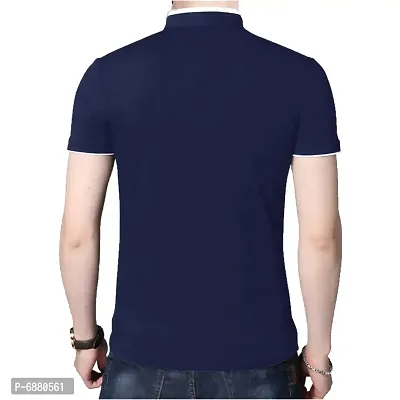 Stylish Cotton Grey And Navy Blue Solid Half Sleeves Henley Neck T-shirt For Men- Pack Of 2-thumb2