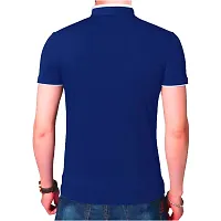 Stylish Cotton Grey And Royal Blue Solid Half Sleeves Henley Neck T-shirt For Men- Pack Of 2-thumb1