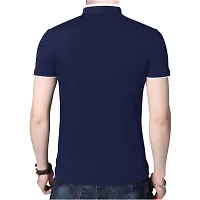 Stylish Cotton Maroon And Navy Blue Solid Half Sleeves Henley Neck T-shirt For Men- Pack Of 2-thumb1