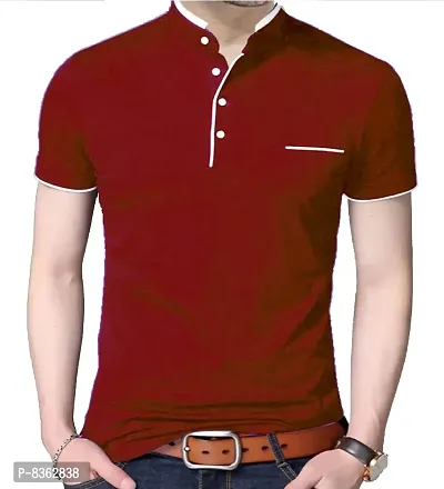 Red Polycotton Tshirt For Men-thumb0