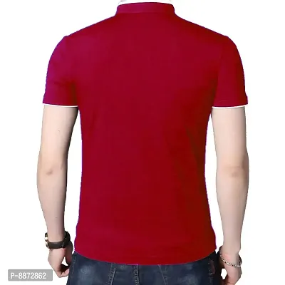 Stylish Cotton Yellow And Red Solid Mandarin Collar Short Sleeves T-shirt Combo For Men- Pack Of 2-thumb2