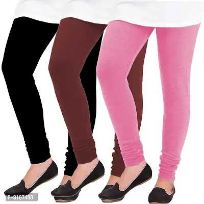 Elegant Woolen Solid Leggings For Women- Pack Of 3,Black, Maroon, Baby Pink-thumb0