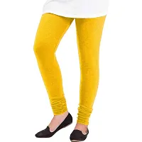 Elegant Woolen Solid Leggings For Women- Pack Of 2,Yellow, Light Grey-thumb1